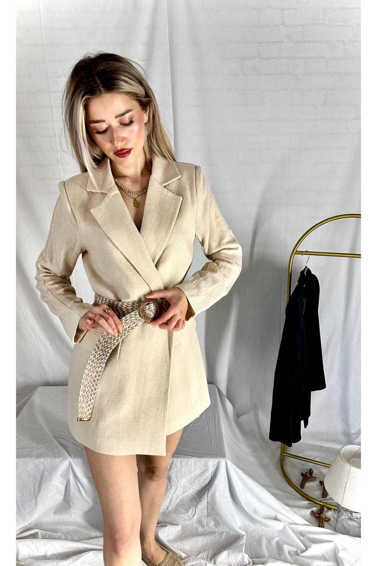 Hasır Blazer Kemerli Ceket