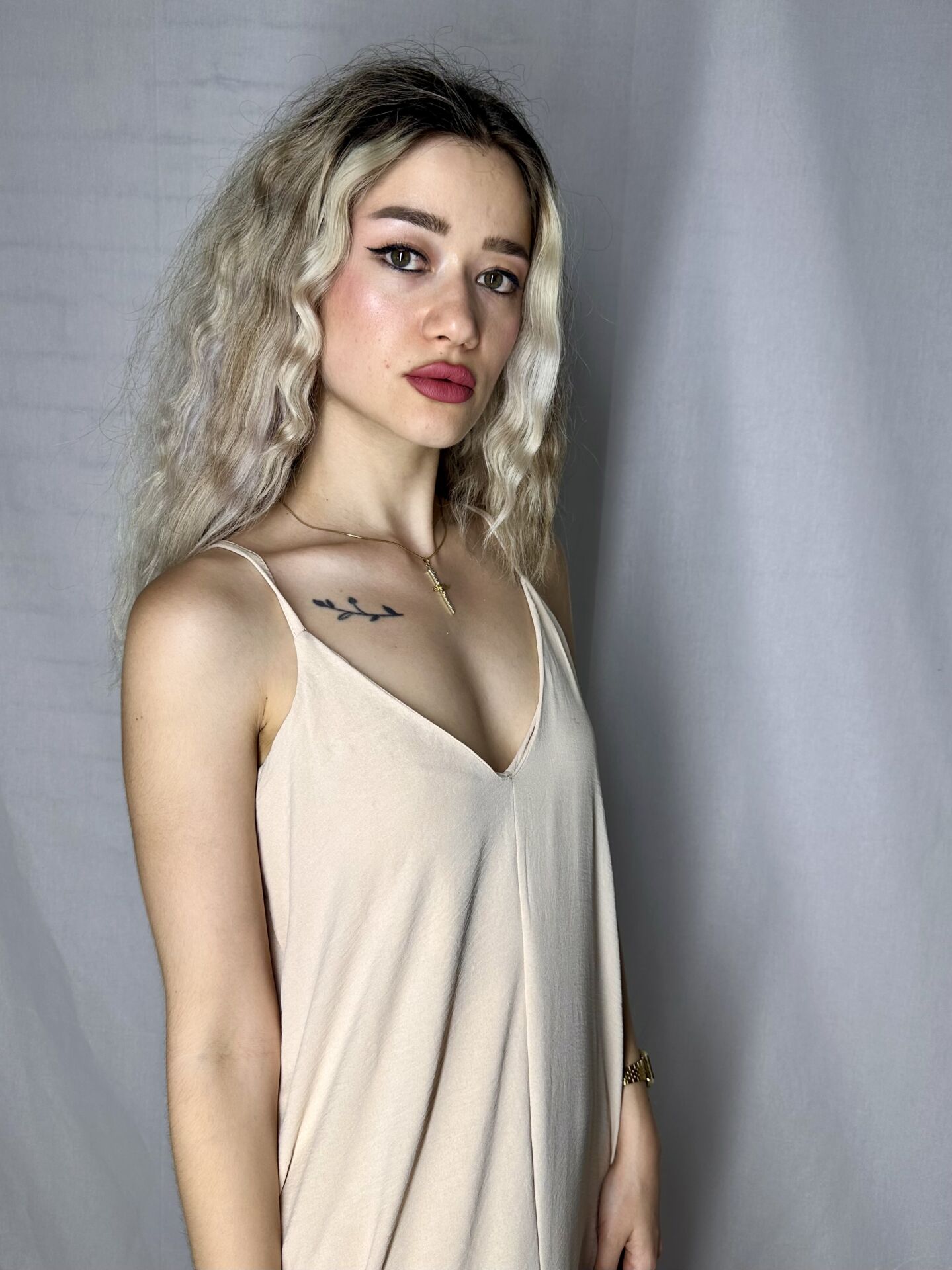 Bej Uzun Plaj Elbise