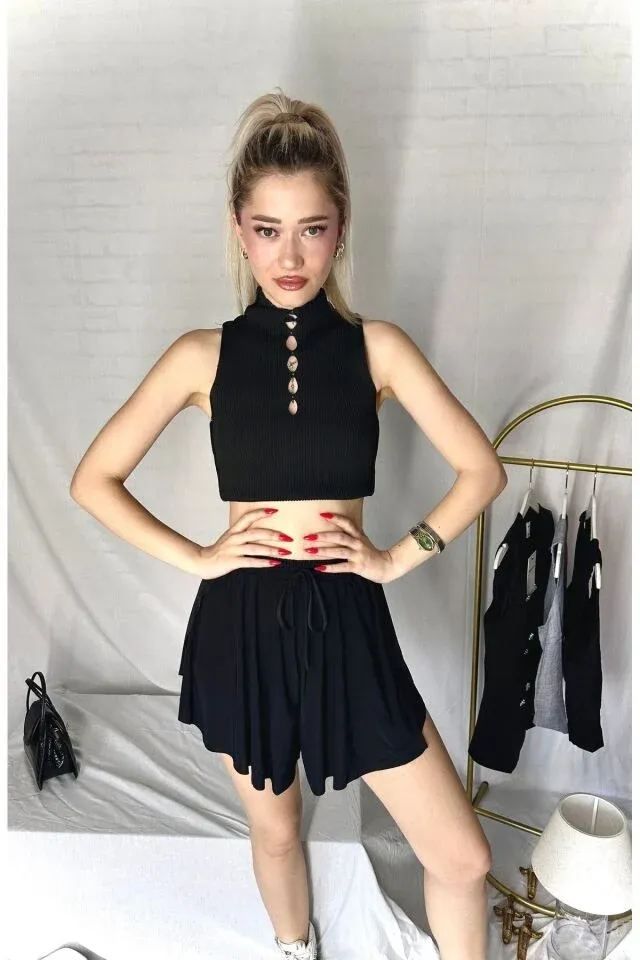 Siyah Sandy Tenişçi Şort