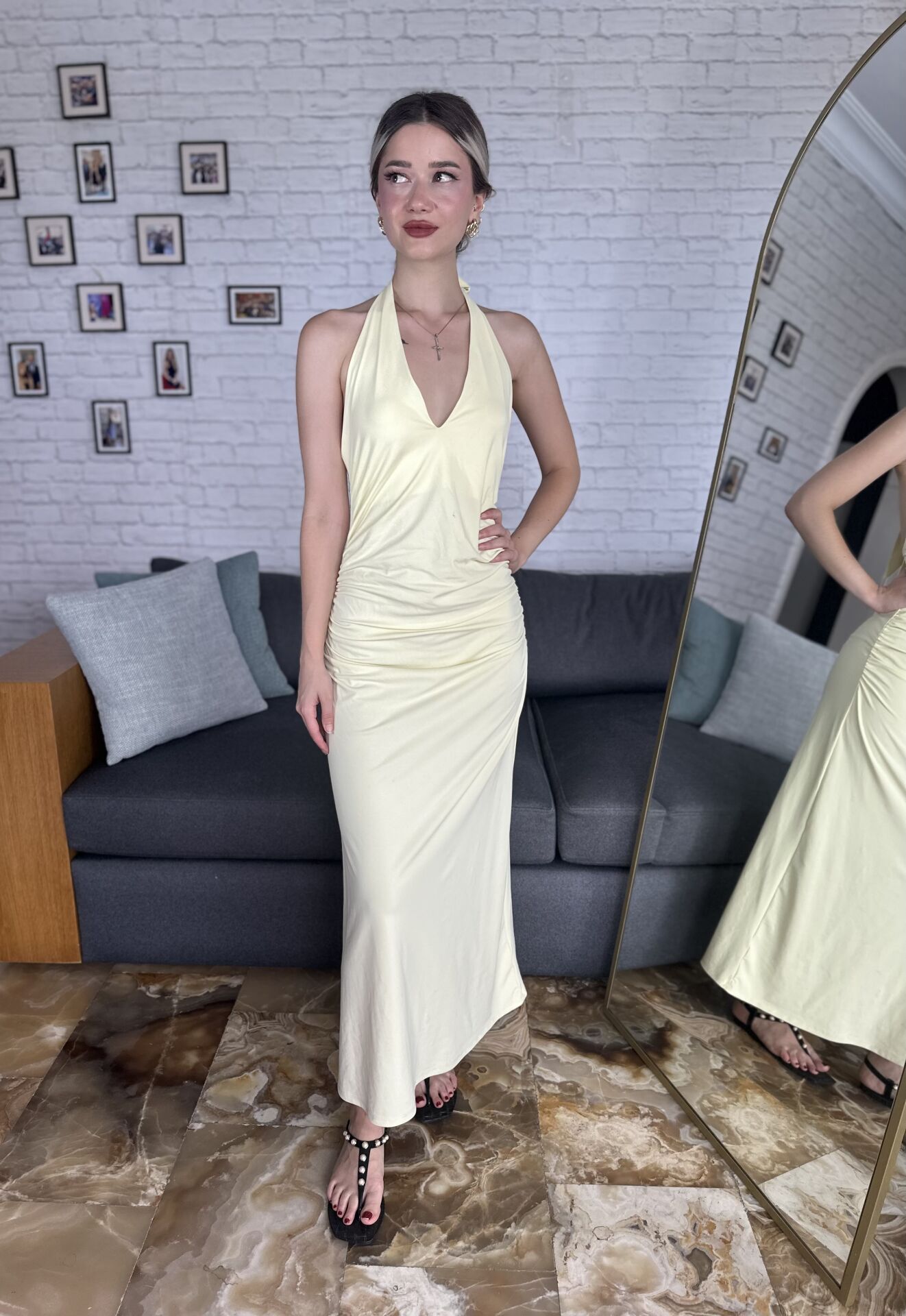 Orijinal Boyundan Bağlamalı Elbise